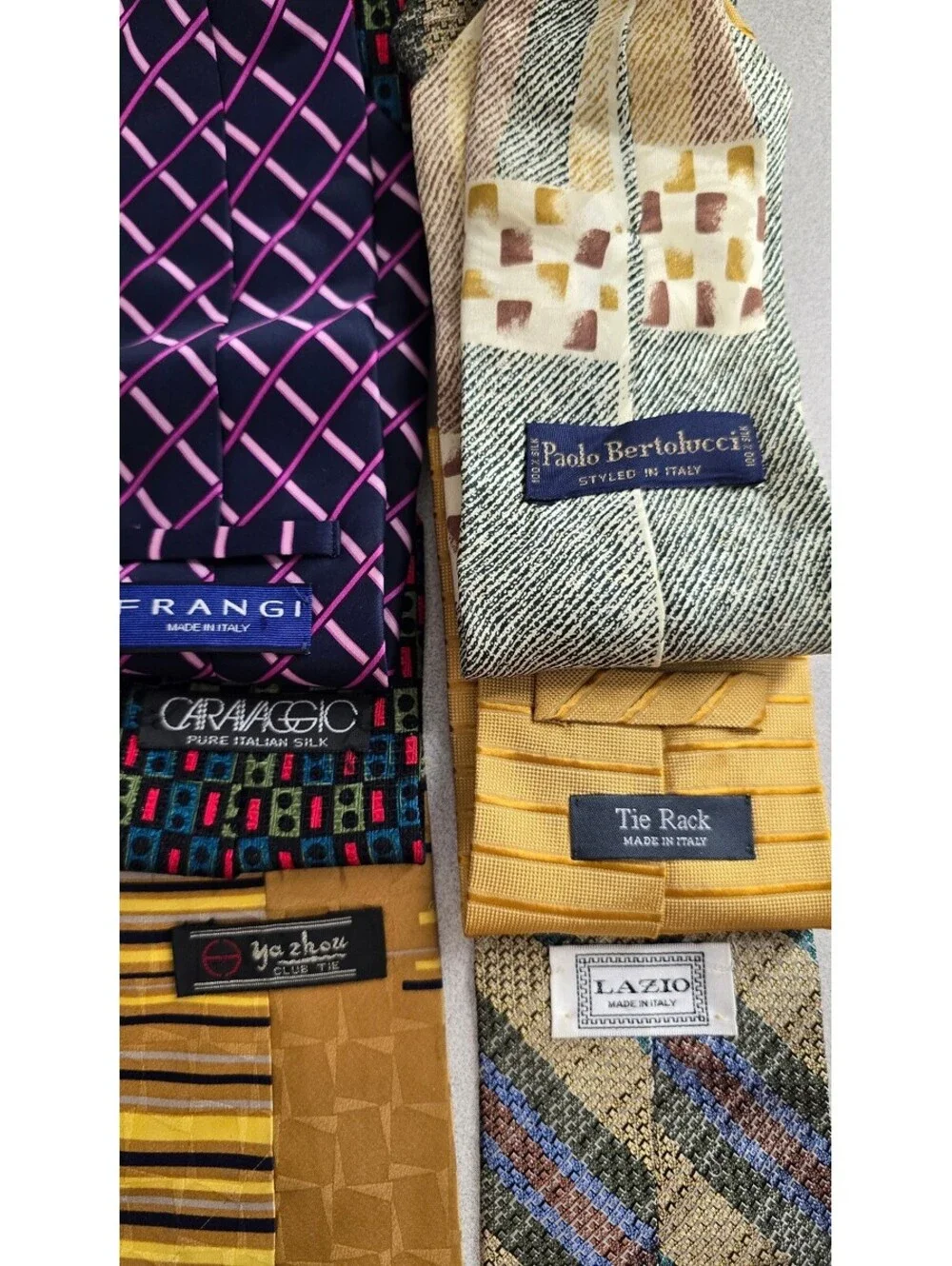 Vintage Designer Tie Lot of 7 Italian Silk Frangi Caravaggio Lazio Paolo Bertolu